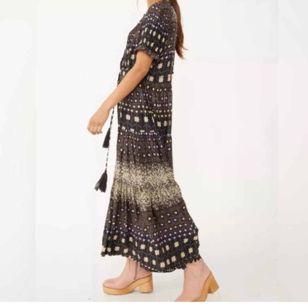 Free People Rare Feelings Black and Cream Star-Print Maxi Dress - Picture 3 of 9